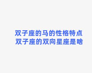 双子座的马的性格特点 双子座的双向星座是啥